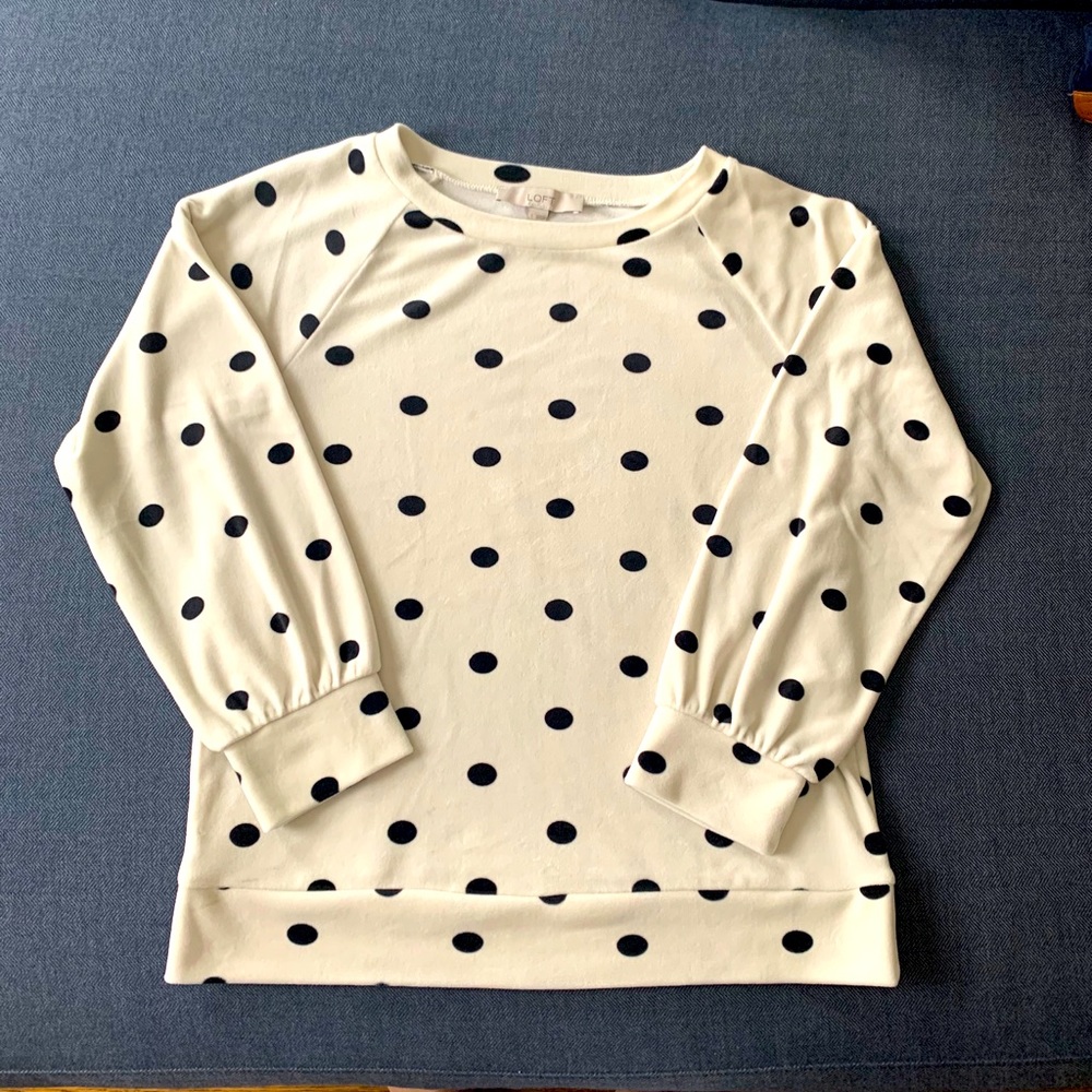 Loft velvet polka dot top
